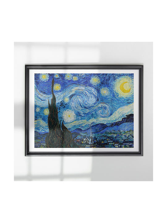 Poster Van Gogh Noaptea Înstelată Art105 60cm X 90cm Ramă din Lemn Negru