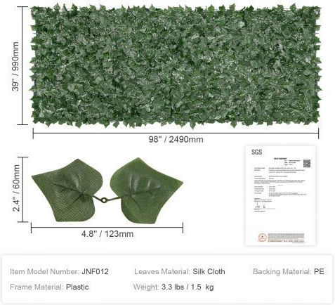 Vevor Artificial Foliage Panel 2.49m x 99cm
