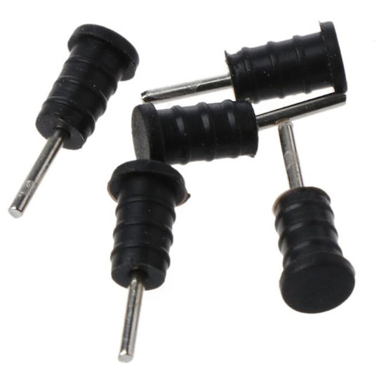 Set 5 dopuri de protecție împotriva prafului pentru porturi USB-C și AUX Zola negru plastic