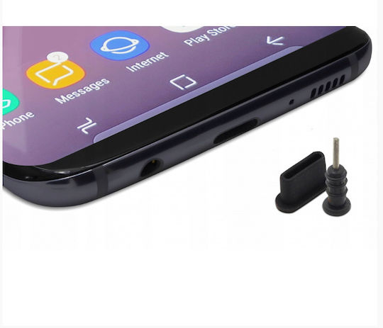 Set 5 dopuri de protecție împotriva prafului pentru porturi USB-C și AUX Zola negru plastic