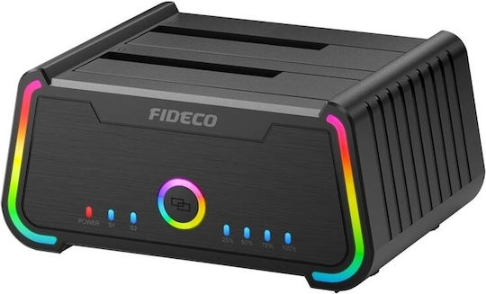 Fideco Docking Station για 2 Σκληρούς Δίσκους SATA 2.5" / 3.5" με σύνδεση USB 3.0