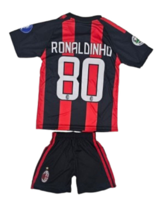 Kids' Soccer Set Ronaldinho Milan 2009-2010 Ballon D'Or Red Black Unisex Children Fj929