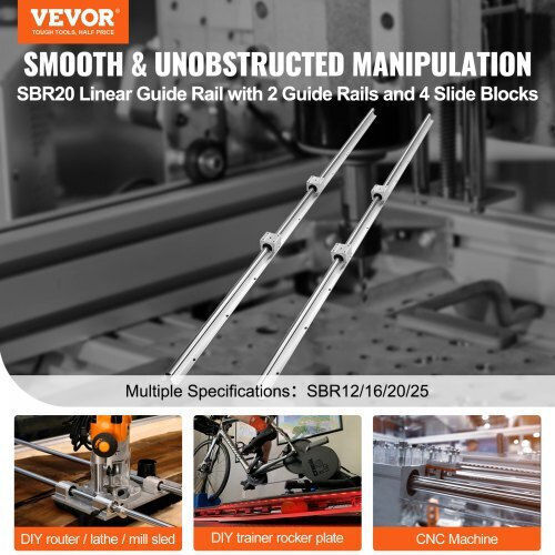 Vevor Σετ Οδηγών Sbr20 1500mm 2 Ράγες & 4 Οδηγοί Sbr20uu Cnc Μηχανές Zxdgsbr20mm15wnlnv0