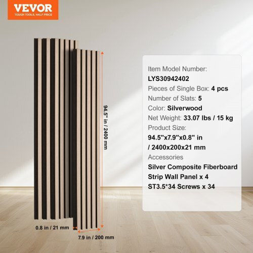 Vevor Ηχοαπορροφητικό Πάνελ (1τμχ) 20cm x 240cm σε Ασημί Χρώμα