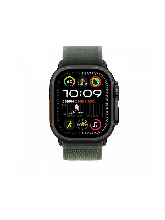 Apple Trail Loop - M/L Strap Fabric Green - Black Titanium Finish (Apple Watch 44/45/46mm/Ultra 49mm)