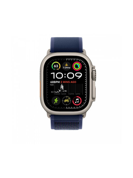 Apple Trail Loop - M/L Strap Fabric Blue - Natural Titanium Finish (Apple Watch 44/45/46mm/Ultra 49mm)