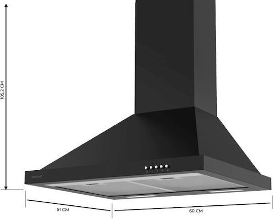 Cecotec Bolero Flux PM 606500 Chimney Vent Hood 60cm Black