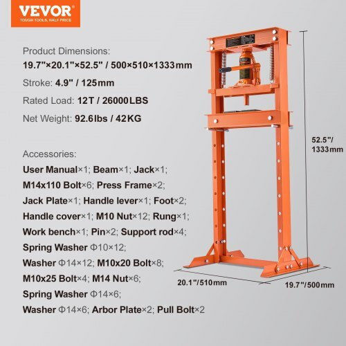 Vevor με Μέγιστη Πίεση έως 1 Τόνο