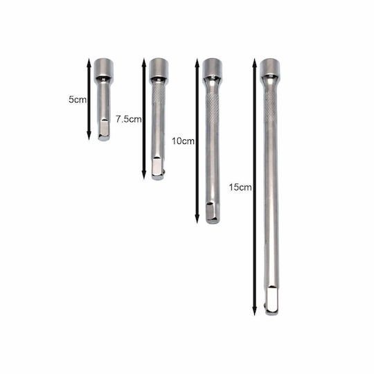 Ratchet Extension Set 5-15cm Square Drive 1/4″ 4 Pieces Sdy-97258 Horusdy