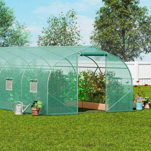 Seră tunel Vevor 29.53x9.84x6.6ft cadru galvanizat acoperire PE verde Sdxws30x10x7fty13v0