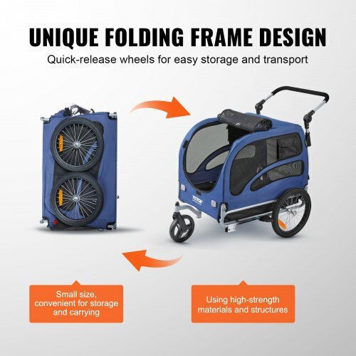 Vevor Waterproof Dog Carrying Blue Bicycle Trailer for 15kg Pets