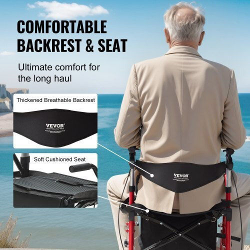 Vevor Foldable Aluminum Red Walker