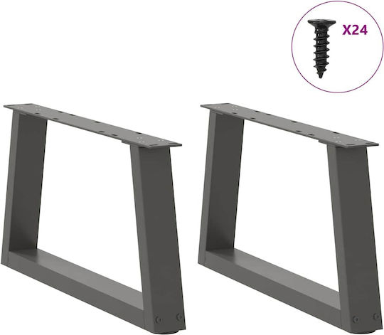 vidaXL Metallisches Möbelbein 2 Stück Für Tisch / Beistelltisch / Büro 60x30cm Anthrazit
