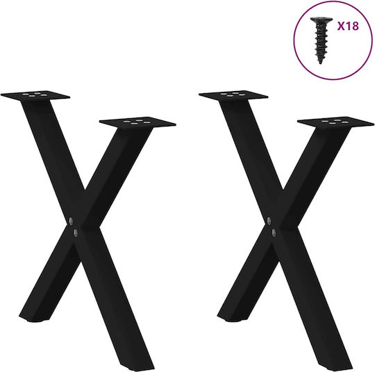vidaXL Металик Крак На Мебел 2 Бройки Подходящ За Маса / Малка Маса / Офис 50x4x42см Черен