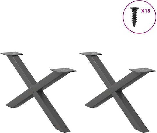 vidaXL Metallische Möbelbeine 2 Stück Für Tisch / Beistelltisch / Büro 70x30x30cm Anthrazit
