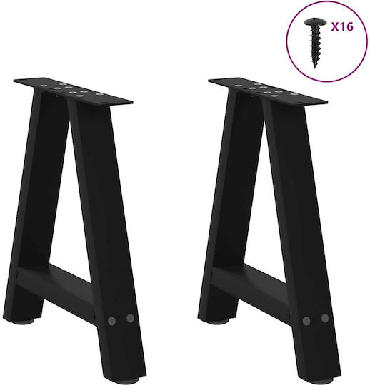 vidaXL Metallic Furniture Leg 2 Pieces Suitable for Table / Coffee Table 38x42cm Black