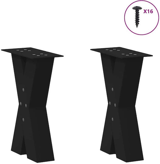 vidaXL Metallisches Möbelbein 2Stücke Für Tisch / Beistelltisch / Büro 38x42cm Schwarze