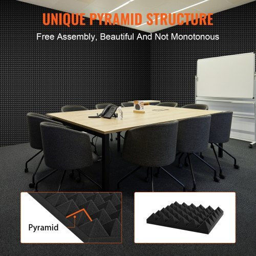 Vevor Panou De Material De Tratament Audio (36 Bucăți) În Design Piramidă 30cm x 30cm x 50mm