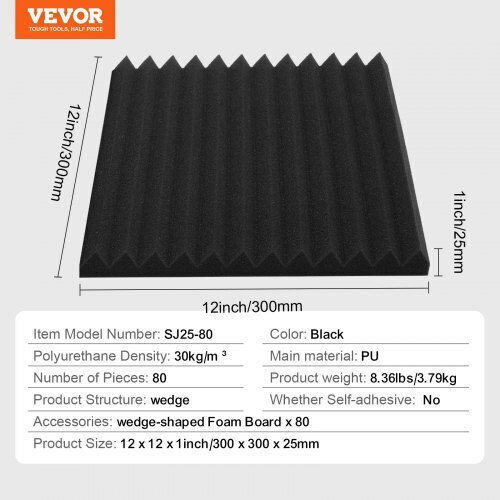 Vevor Звукопоглъщащ Панел (1 Брой) в Дизайн Клин 30см x 30см x 25мм