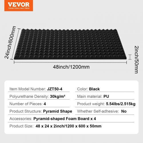 Vevor Vevor Audio-Behandlungsmaterial Satz in Pyramid Design 48cm x 24cm x 2mm