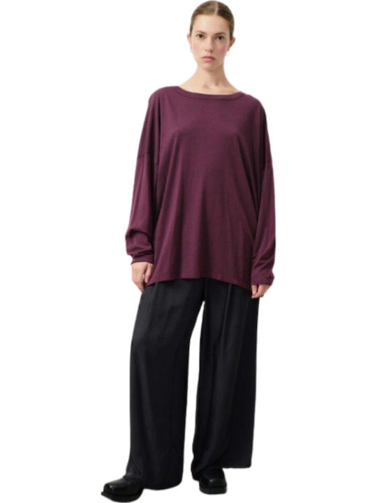 Women's Summer Blouse Cotton Long Sleeve Purple