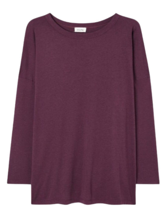 Women's Summer Blouse Cotton Long Sleeve Purple