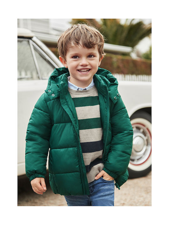 Mayoral Kids Quilted Jacket Short with Hood Green