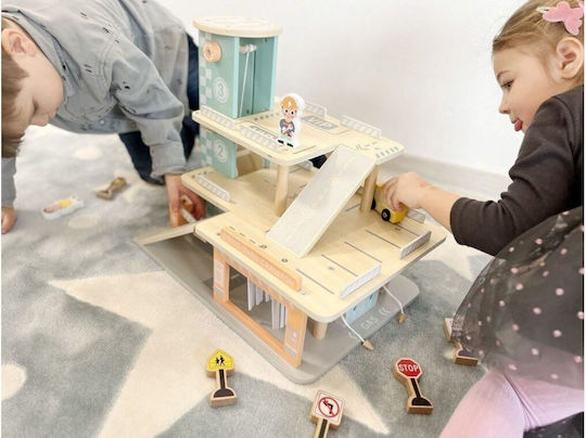 Elineli Montessori Ξύλινο Εκπαιδευτικό Παιχνίδι Γκαράζ Φιγούρες Σήματα