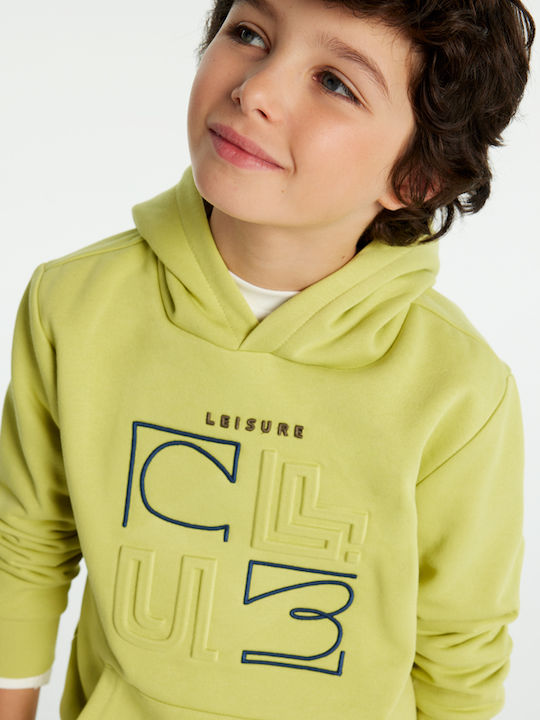 Mayoral Kids Sweatshirt with Hood and Pockets Lime