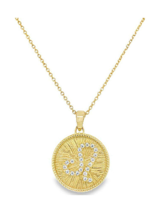 Xryseio Charm Semn Zodiacal Leo Din Aur Galben 14 Carate Cu Zircon