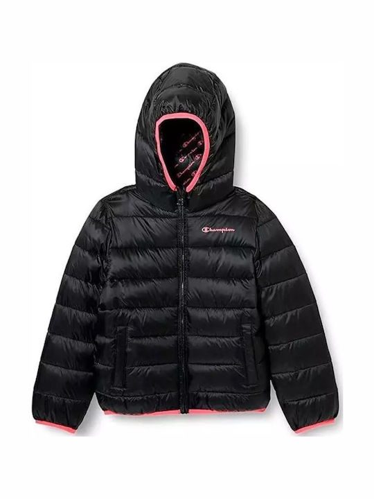 Champion Kinderjacken & Winterjacken Lässig Schwarz mit Rosa Akzenten Champion Kinderjacken & Winterjacken Lässig Schwarz mit Rosa Akzenten
