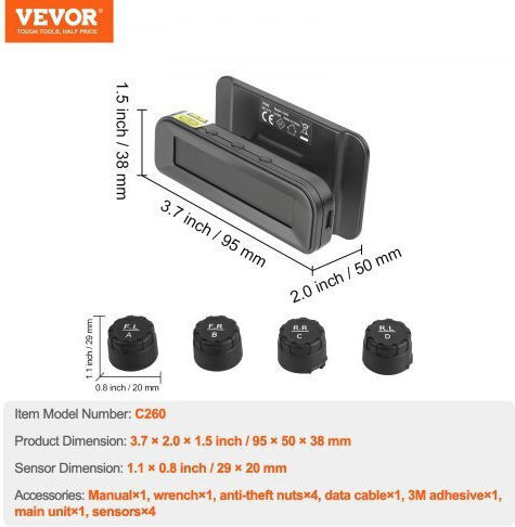 Vevor Σύστημα Παρακολούθησης Πίεσης Ελαστικών Rv Ηλιακή Τροφοδοσία 4 Αισθητήρες Szctyjcxt4lwnuny8v9