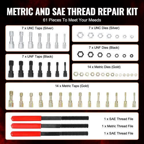 Vevor LWCXTZGYZ61PQ0GQLV0 Thread Repair Kits HSS 61pcs