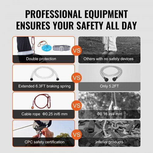 Vevor Zipline Set Kids Adults 120 Ft Up to 500 Lb Quick Installation Safety Fun in the Backyard Bxghstj120ycsiinxv0