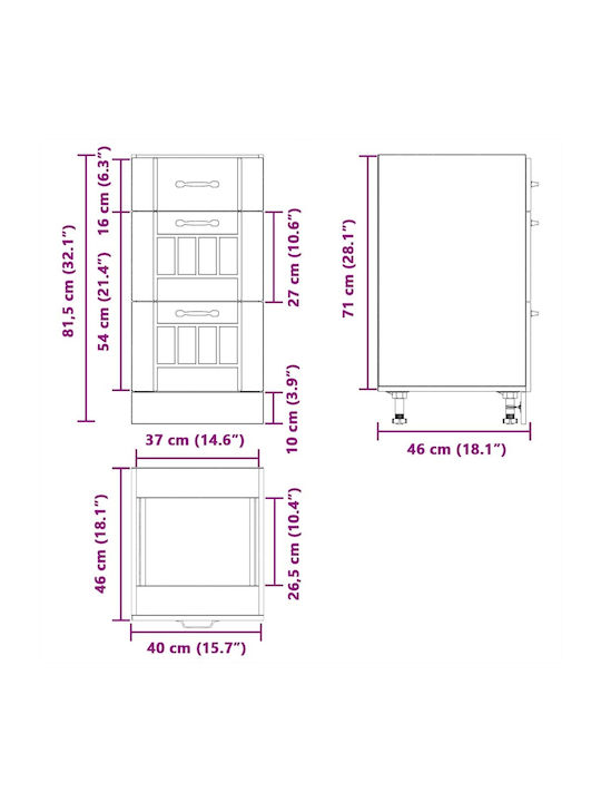 Lucca Kitchen Floor Drawer Unit Sonoma Grey 40x46x81.5pcs