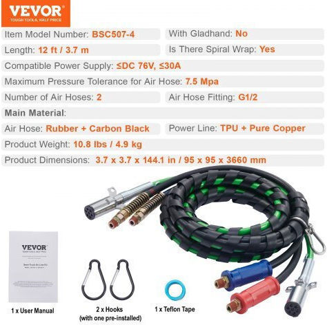 3-в-1 комплект въздуховоди Vevor 12 фута за камиони