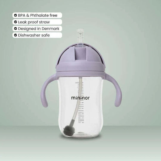Mininor Educational Sippy Cup Silicone with Handles Lilac for 6m+m+ 330ml