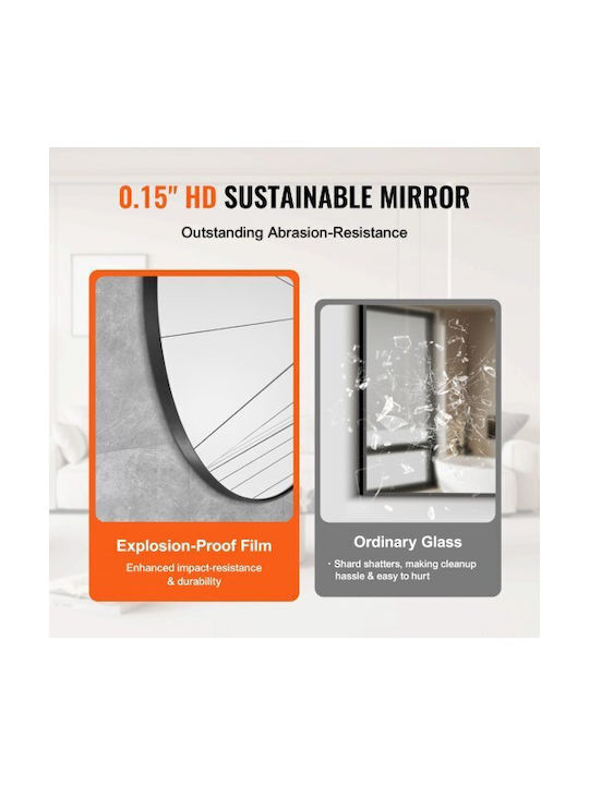 Vevor Wall Mirror with Black Metallic Frame Diameter 76.2cm 1pcs