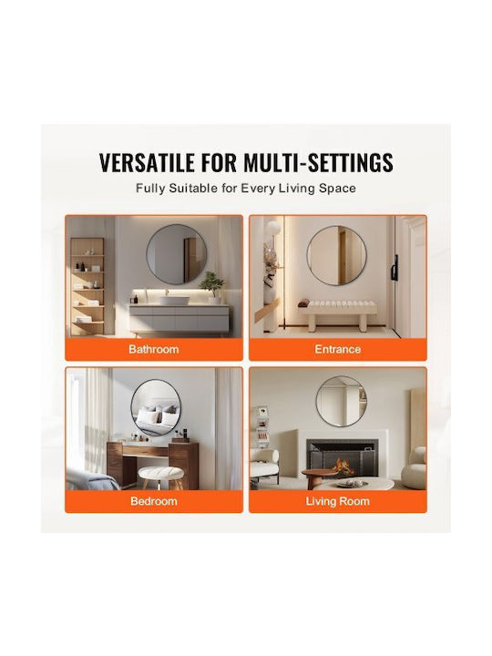 Vevor Wall Mirror with Black Metallic Frame Diameter 76.2cm 1pcs