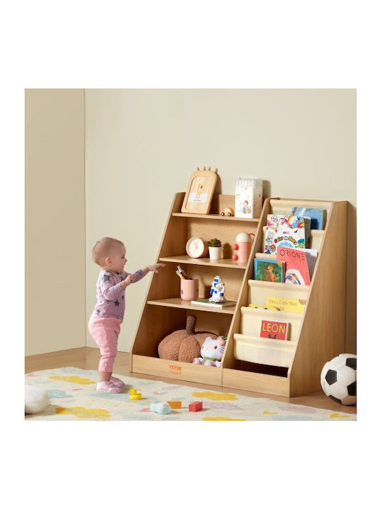 Kids Wooden Bookcase Brown 80x40x89cm