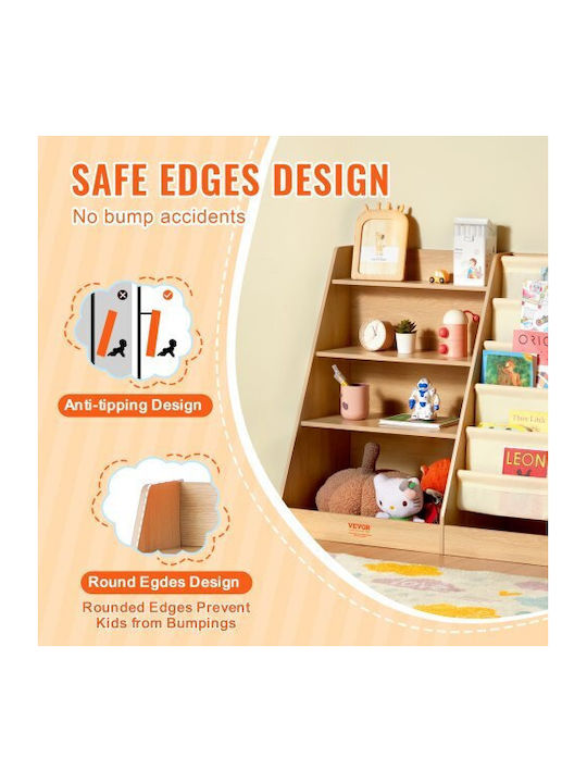 Kids Wooden Bookcase Brown 80x40x89cm