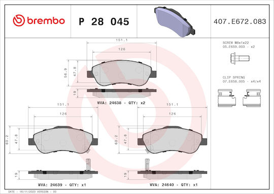 Brembo Σετ Τακάκια Πίσω για Honda CR-V