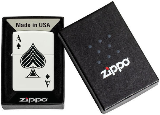 Zippo Spade Winddichter Feuerzeuge Flamme in Weiß Farbe