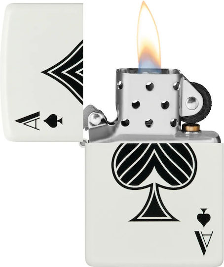 Zippo Spade Winddichter Feuerzeuge Flamme in Weiß Farbe