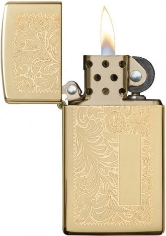 Zippo Lighter Flame Windproof High Polish Brass Venetian