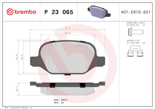 Brake Pads Alfa Romeo 147 937 Brembo P23065