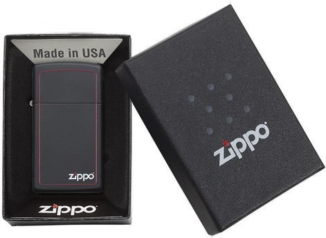 Zippo Ангажимент Пламък Ветроустойчив в Черен цвят Slim