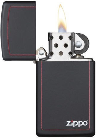 Zippo Ангажимент Пламък Ветроустойчив в Черен цвят Slim