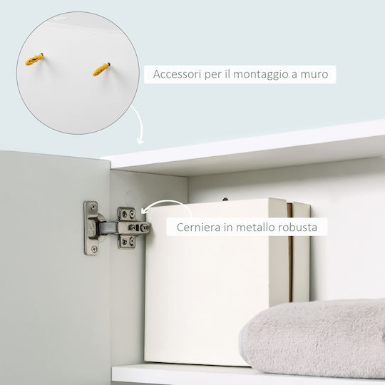 Kleankin Bathroom Mirror made of Particle Board with Shelf & Cabinet 60x18cm White