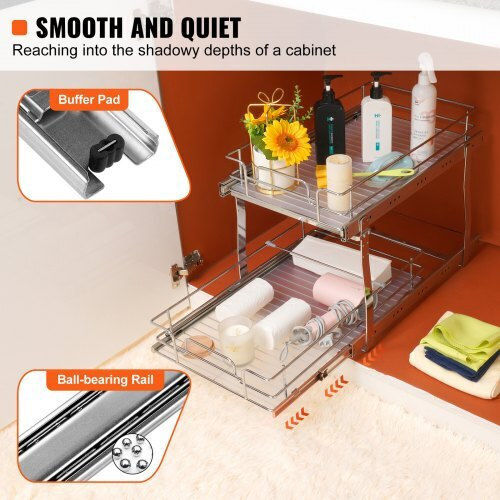 Vevor Schieberegale Doppelt 33x53cm Chrom Küche Badezimmer Schränke Hgs214w21d15h80ocv0